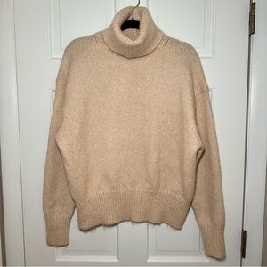 Zara Beige Alpaca Blend Knit Turtleneck Sweater Size S